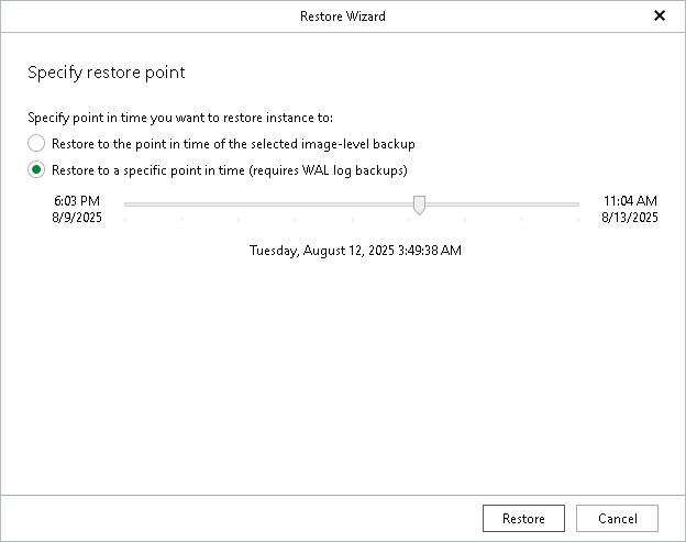 Specifying Restore Point