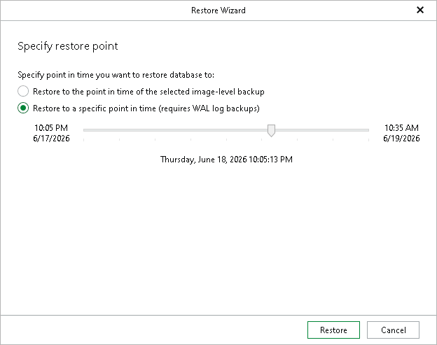 Step 2. Specify Restore Point