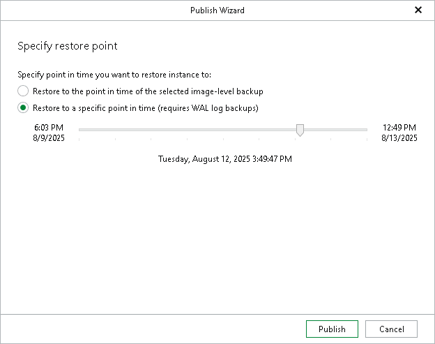 Specifying Restore Point