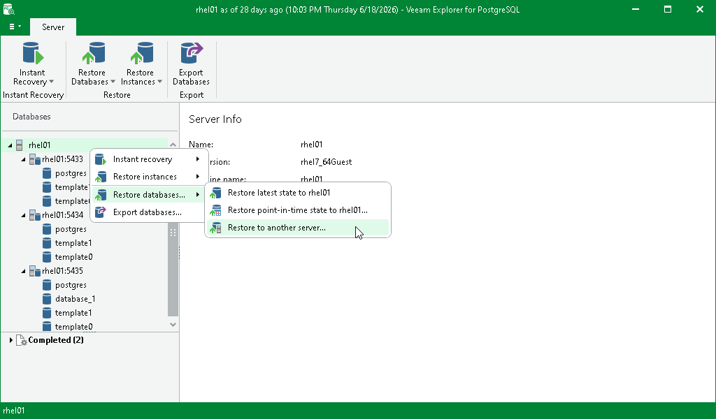 Launching Restore Wizard
