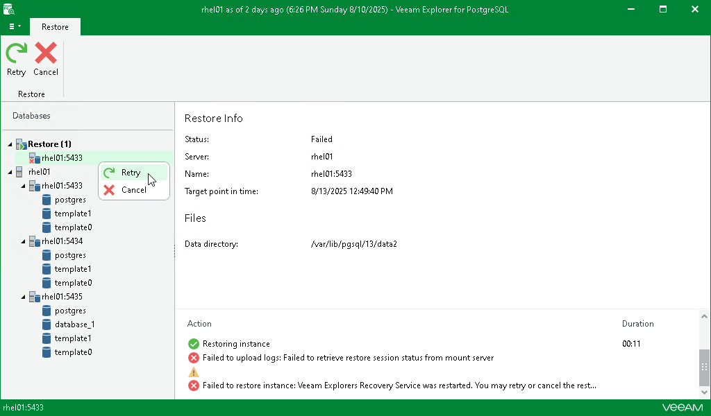Finalizing Restore Session