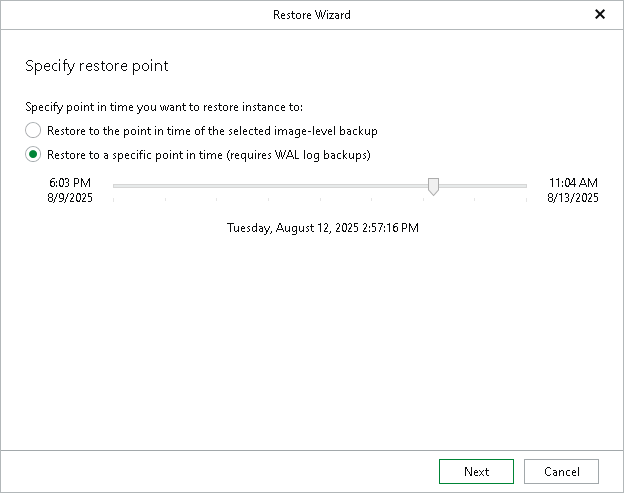Specifying Restore Point