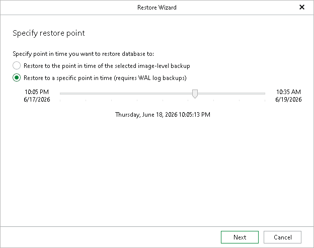 Step 2. Specify Restore Point