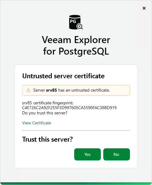 Validate Server Certificate Fingerprint