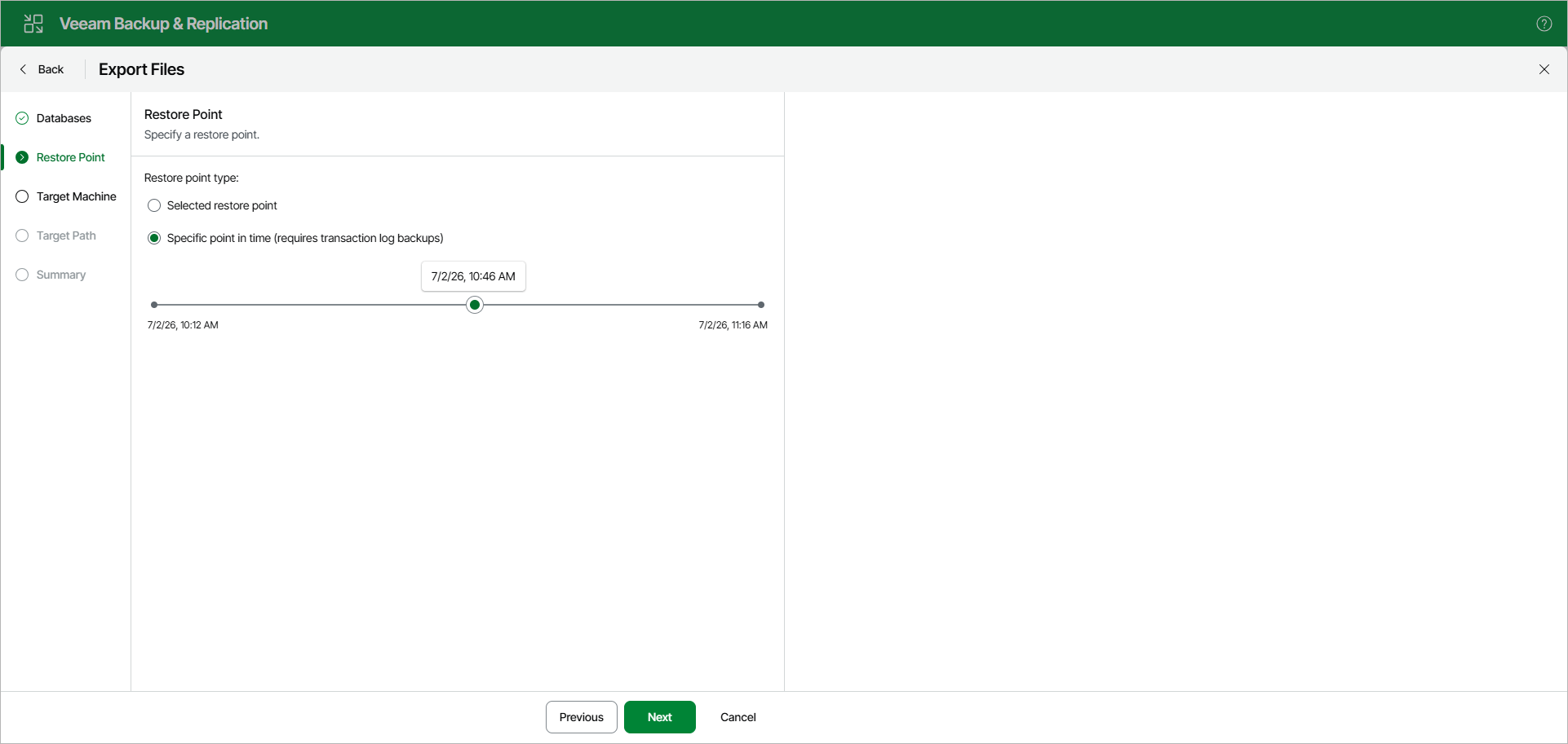 Specifying Restore Point