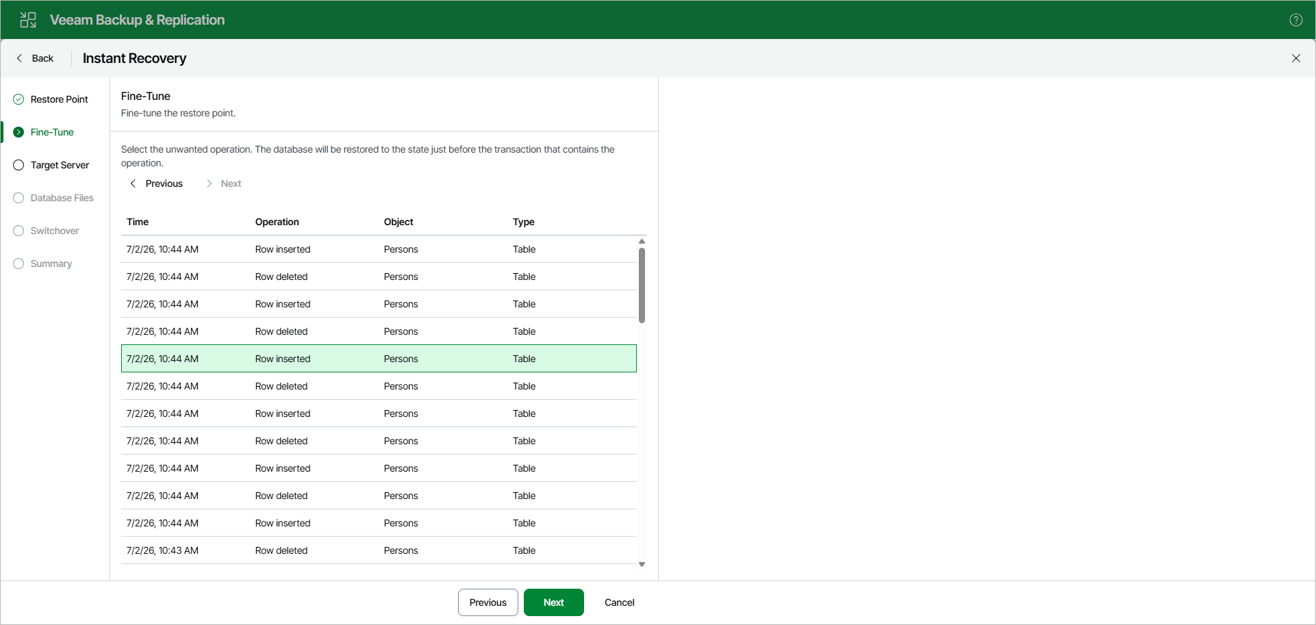 Fine-Tuning Restore Point