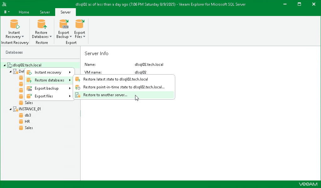 Launching Restore Wizard