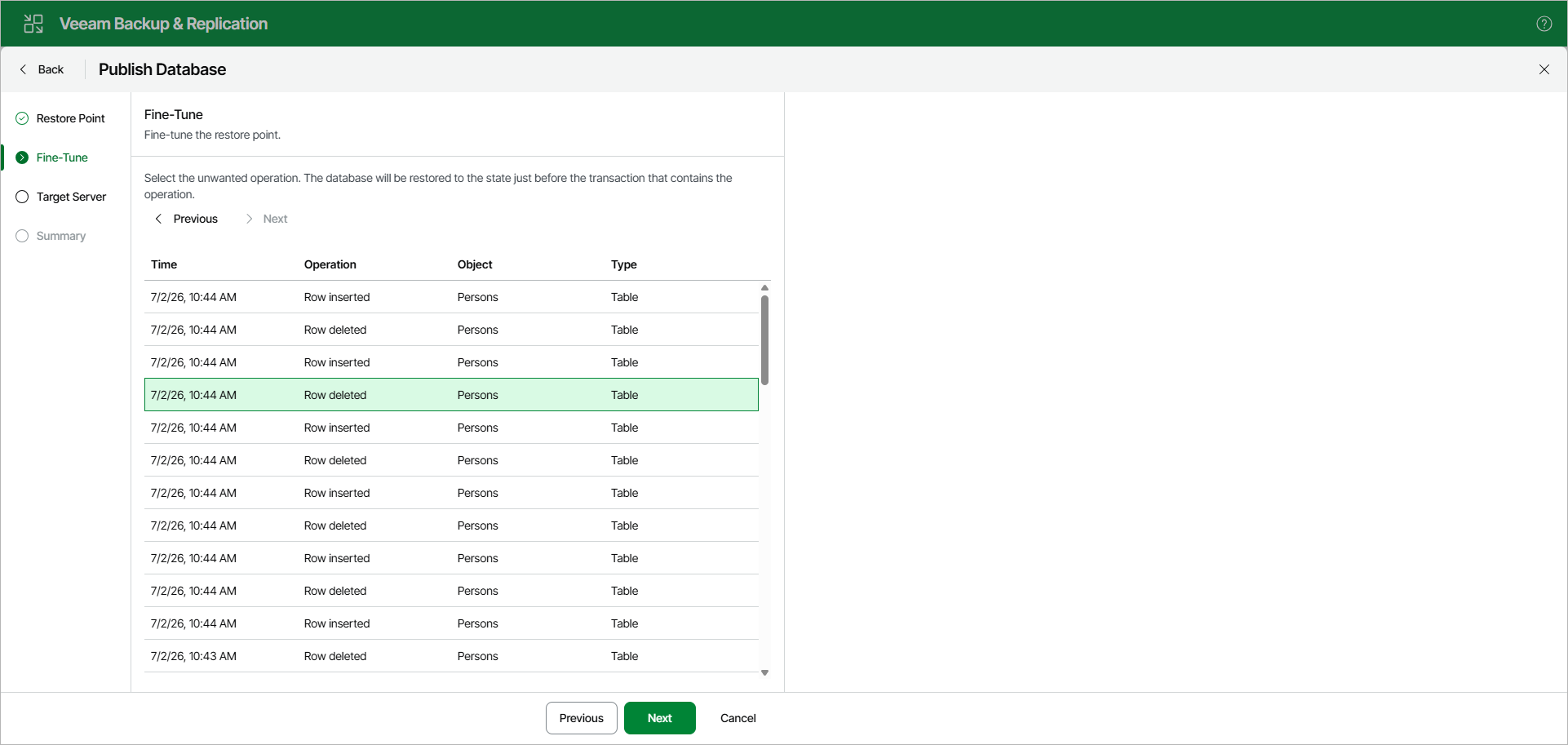 Fine-Tuning Restore Point