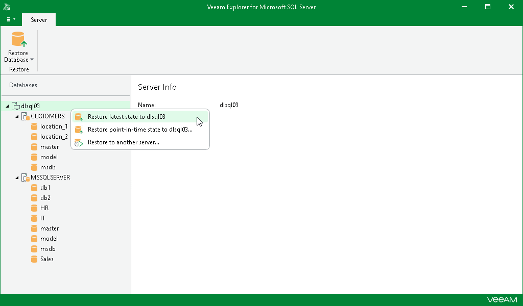 Launching Restore Wizard
