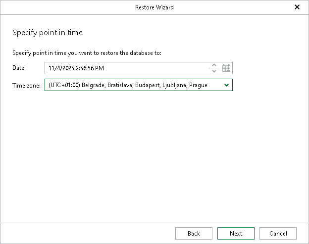 Specifying Restore Point