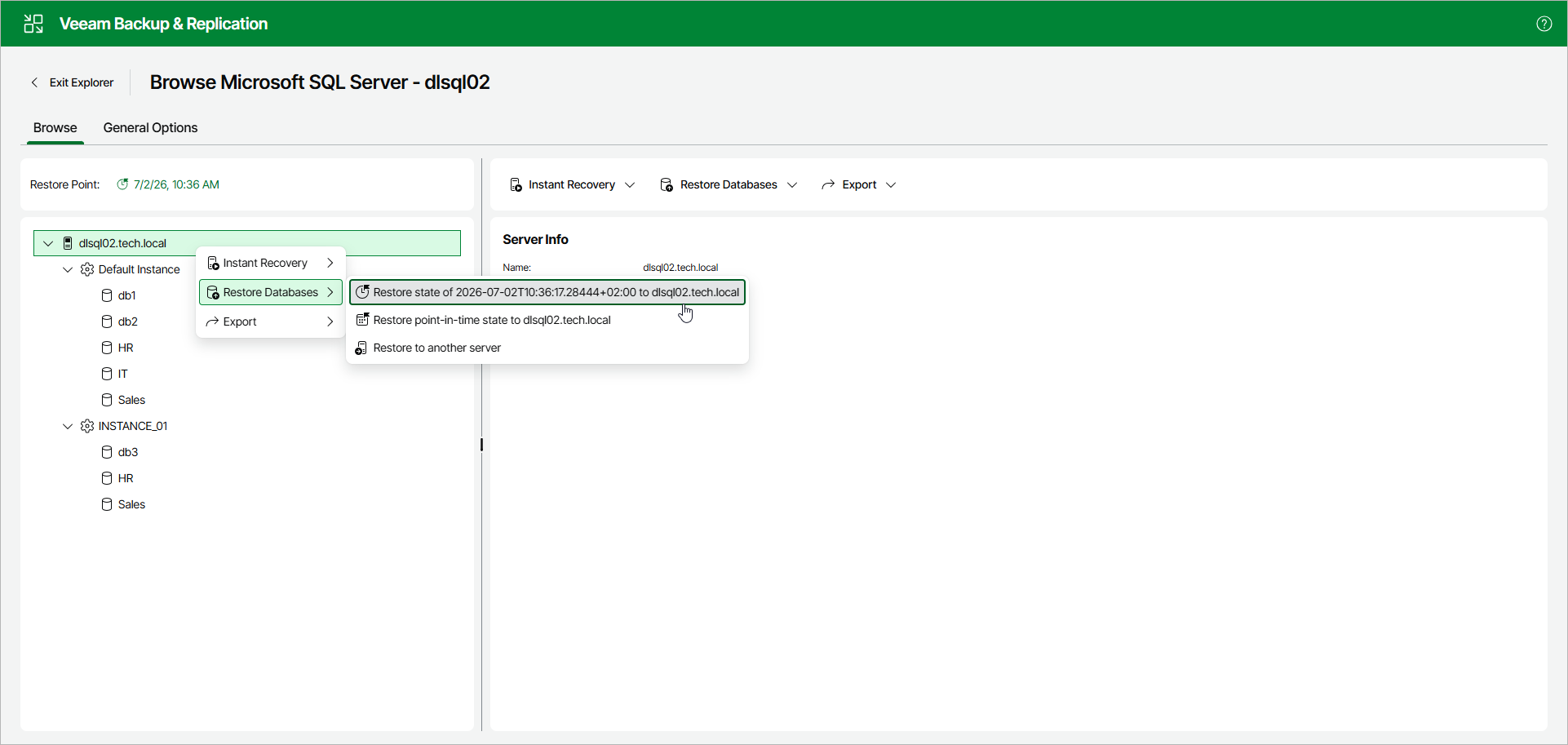 Launching Restore Wizard