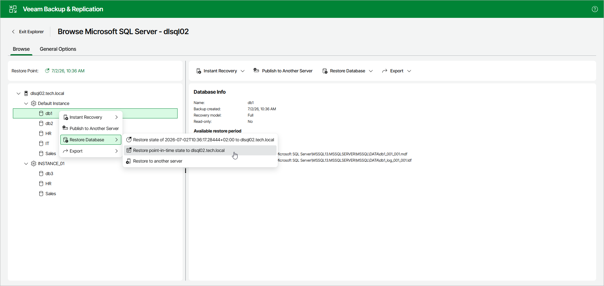Launching Restore Wizard
