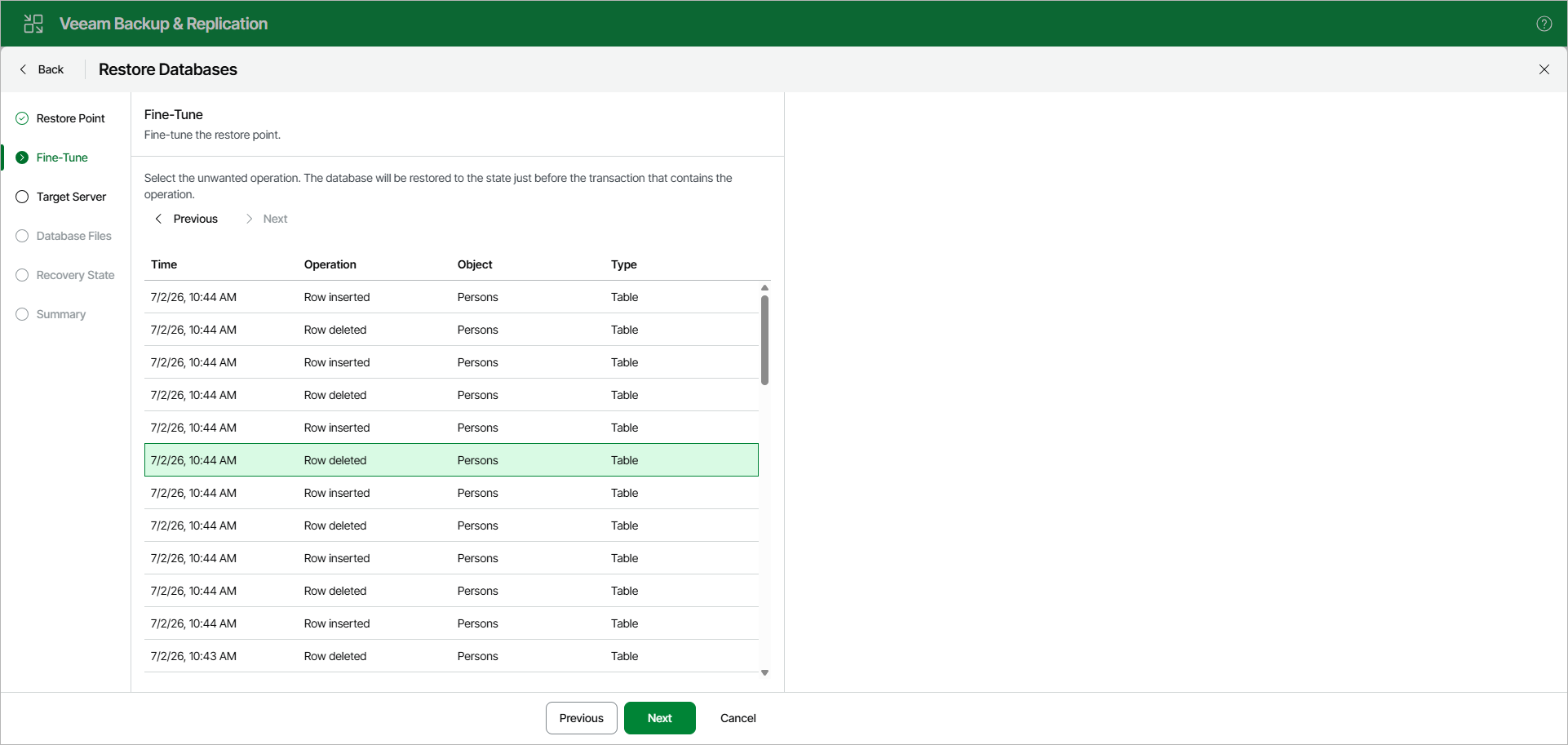 Fine-Tuning Restore Point