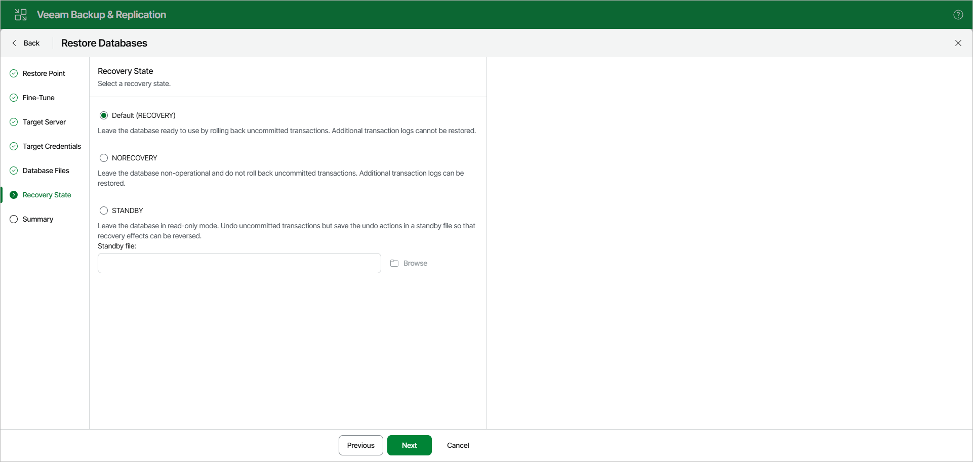 Specifying Recovery State
