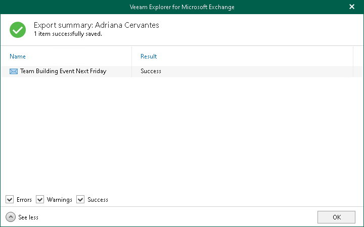 Review Export Summary