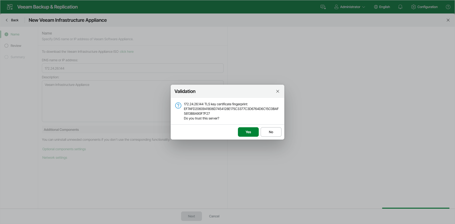 Step 2. Specify Server Name or Address