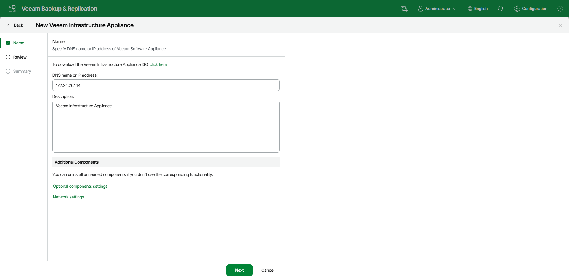 Step 2. Specify Server Name or Address