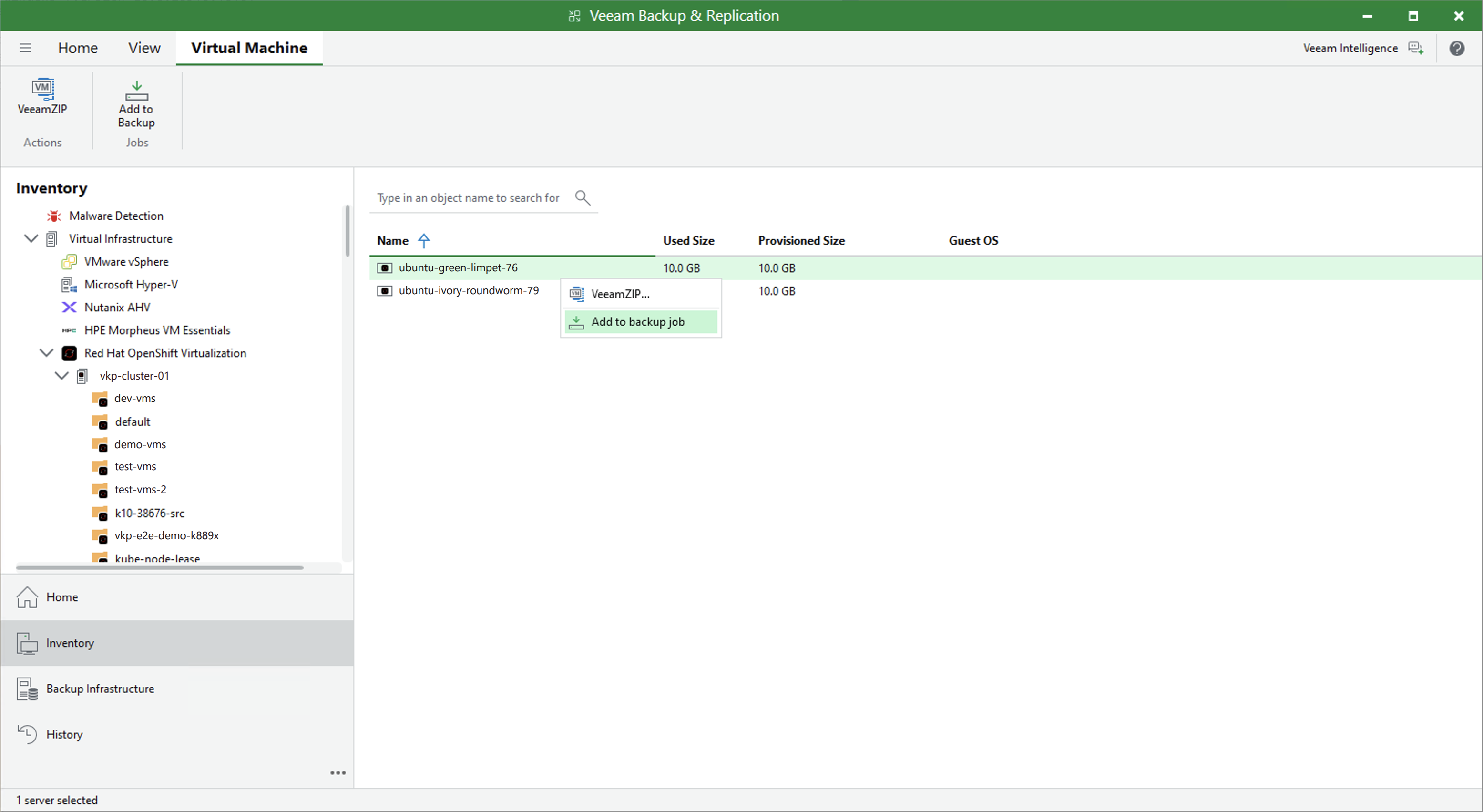 Adding VMs to Backup Jobs