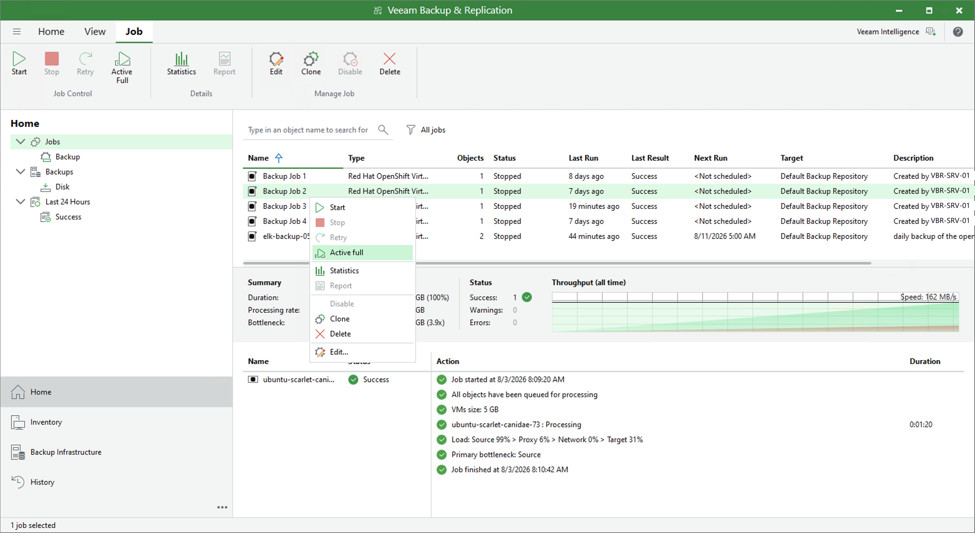 Creating Active Full Backups