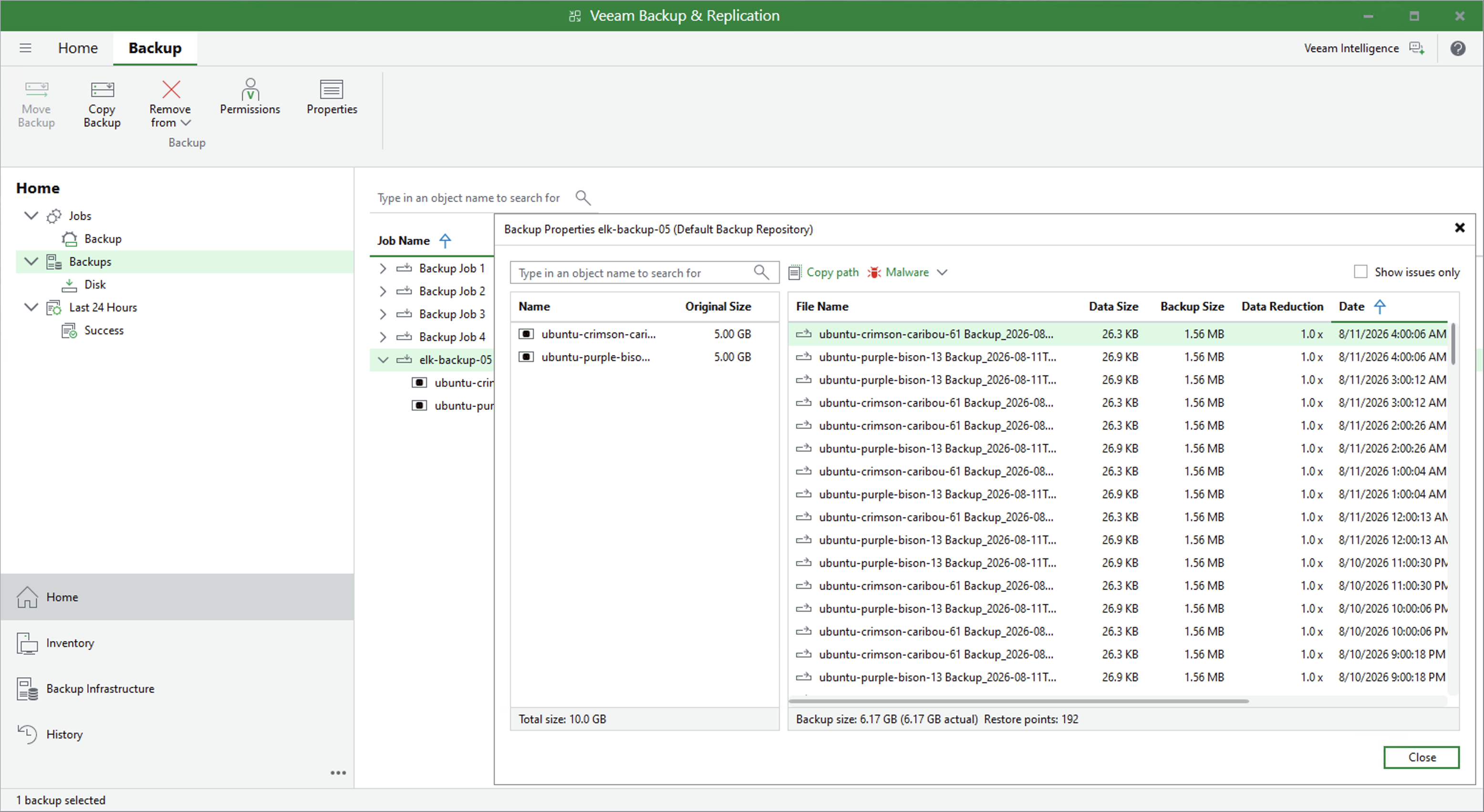 Viewing Backup Properties