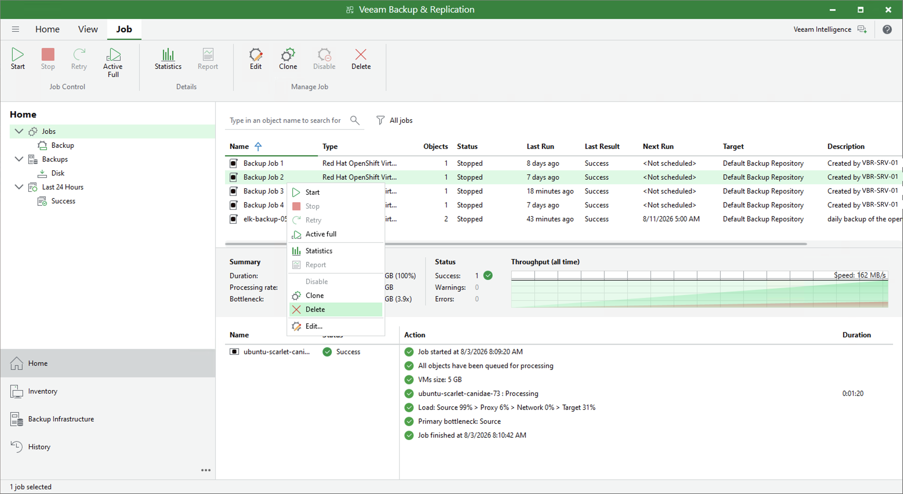 Deleting Backup Jobs