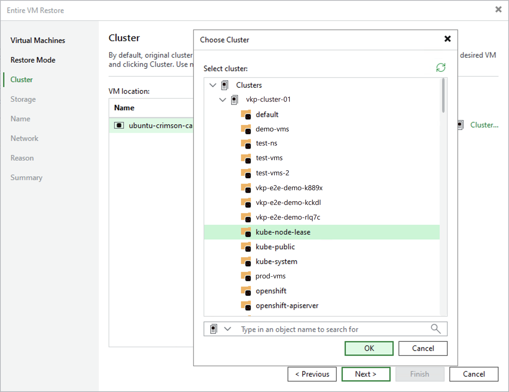 Step 4. Specify Target Cluster