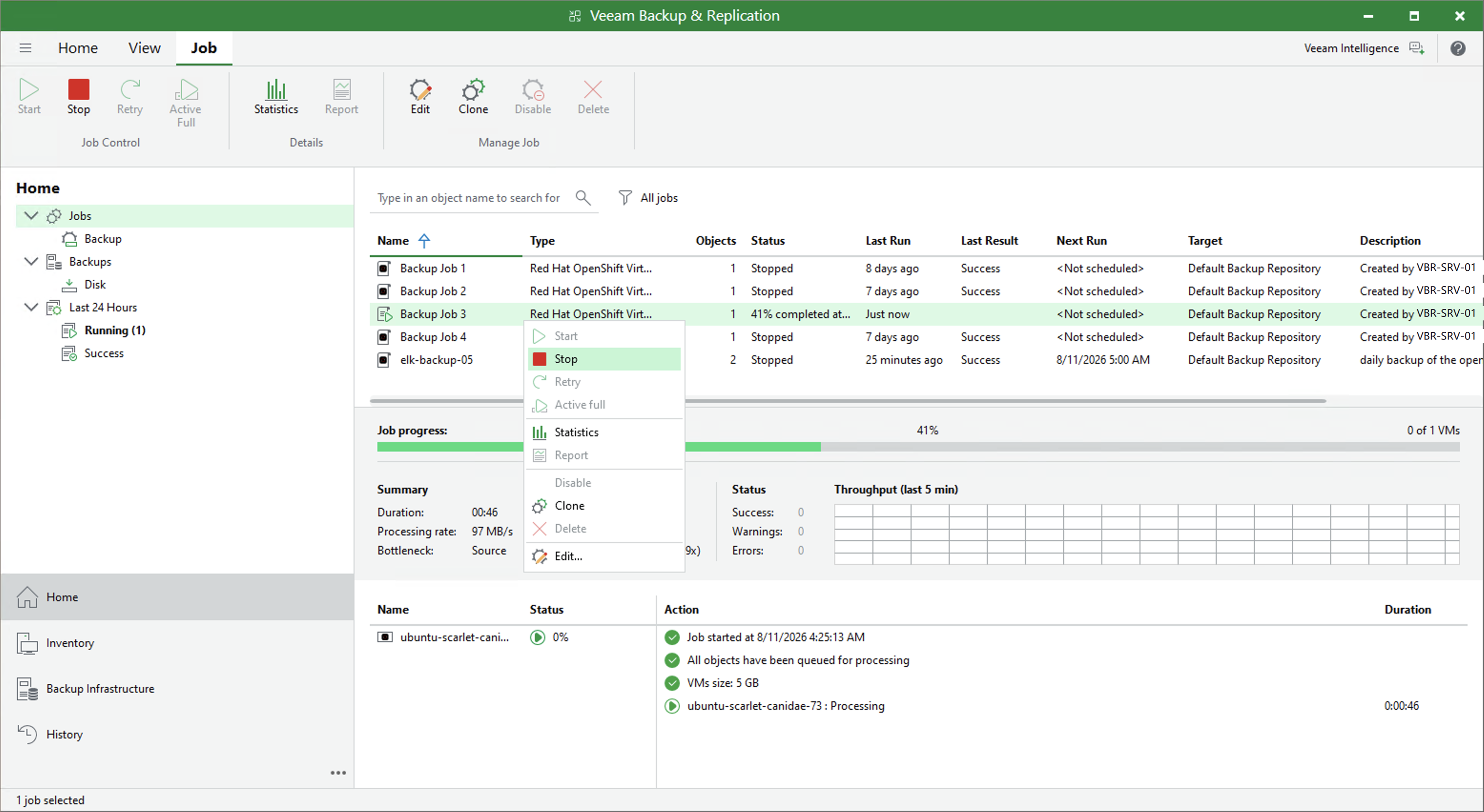Starting and Stopping Backup Jobs