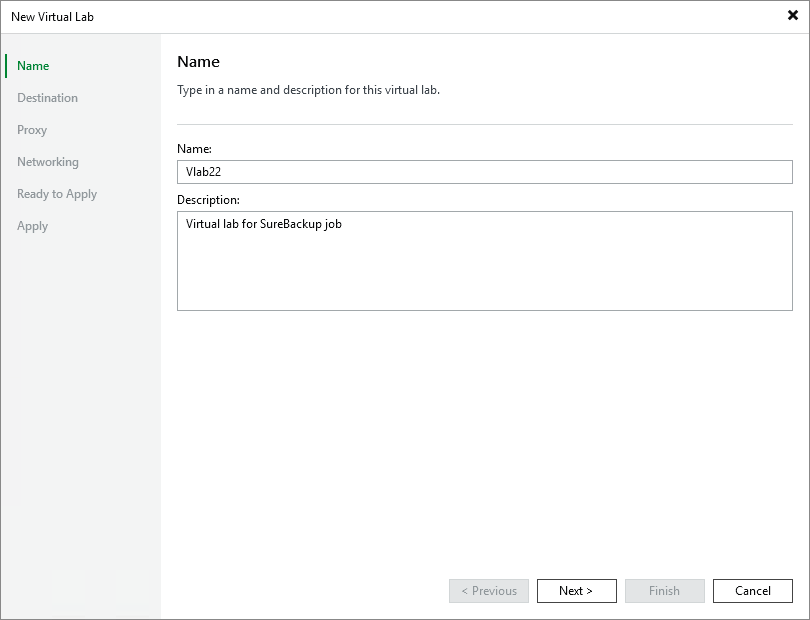 Step 2. Specify Virtual Lab Name and Description