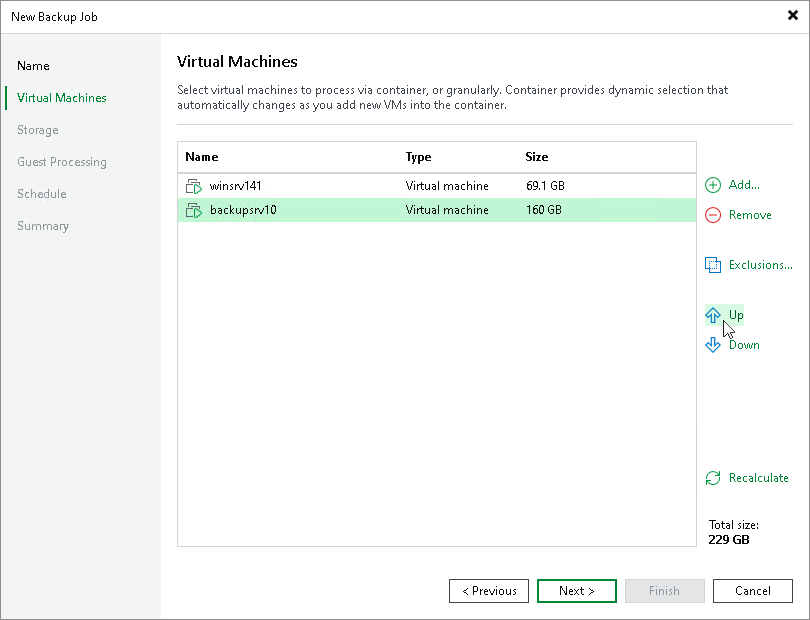 Step 5. Define VM Backup Order
