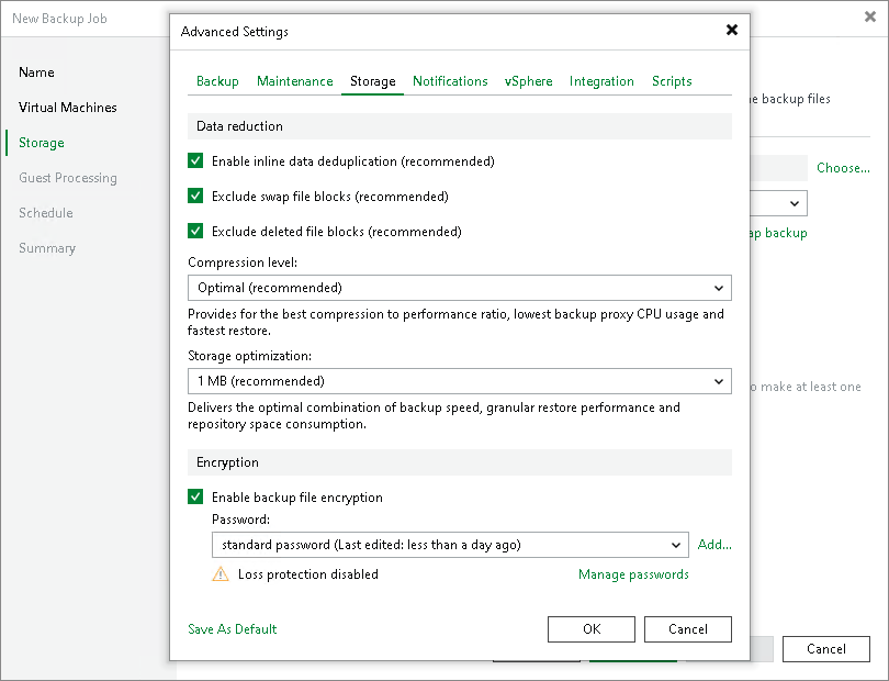 Storage Settings