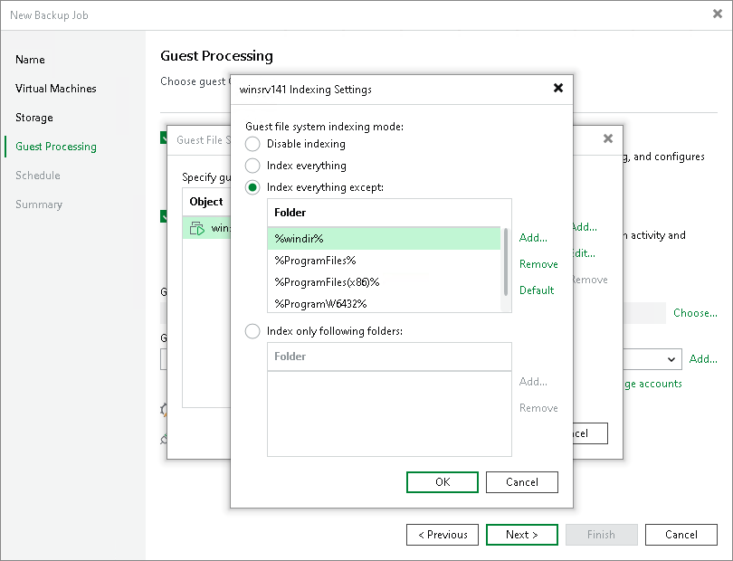 VM Guest OS File Indexing