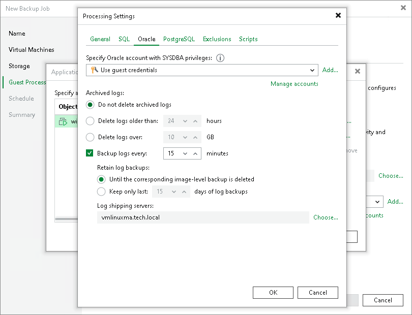 Oracle Archived Redo Log Settings