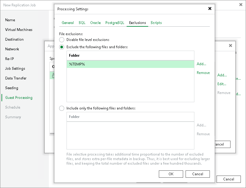 VM Guest OS File Exclusion Settings