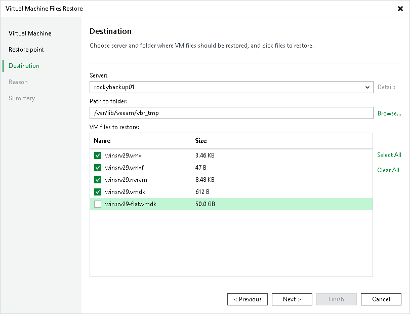 Step 4. Select VM Files and Destination