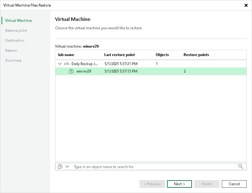 Step 2. Select VM