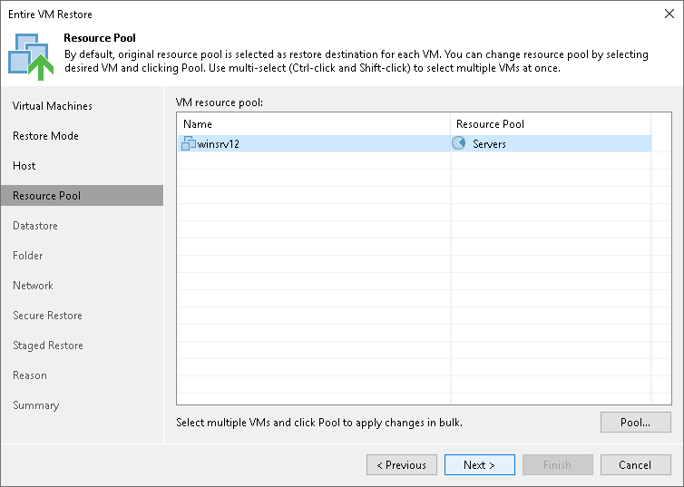 Step 6. Select Target Resource Pools