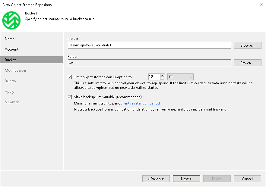 Step 4. Specify Object Storage Settings