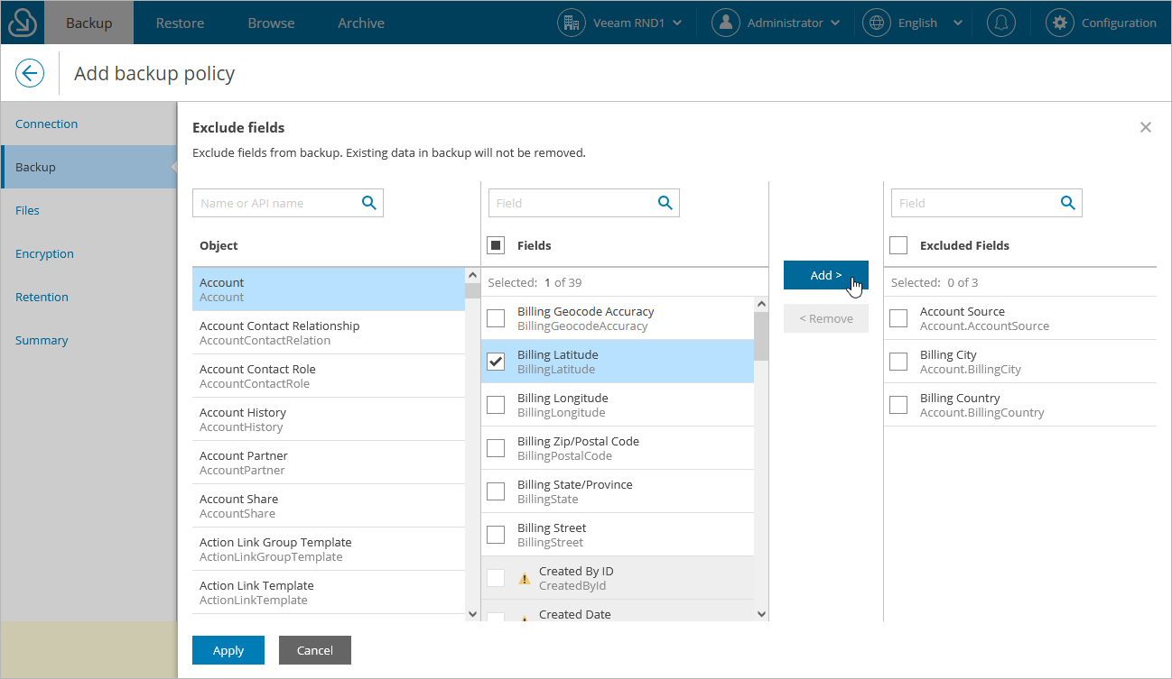 Creating Backup Policy