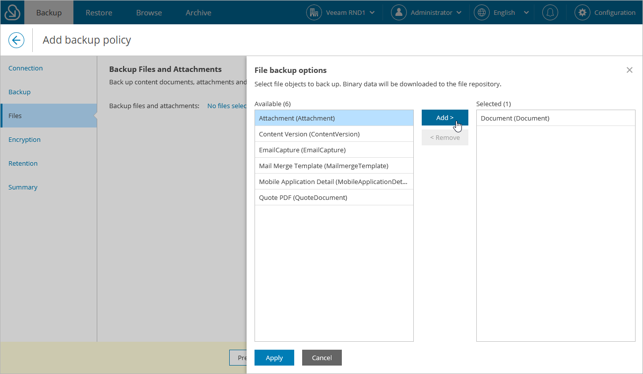 Creating Backup Policy