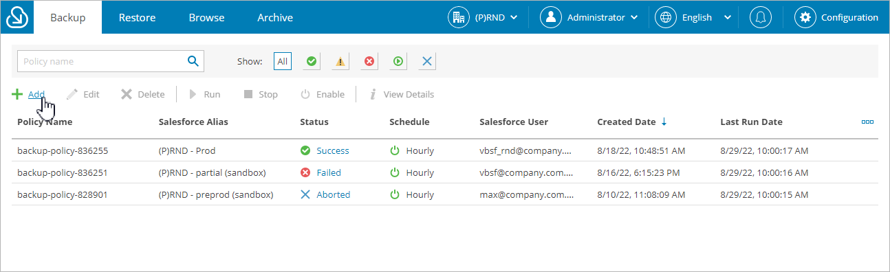 Creating Backup Policy
