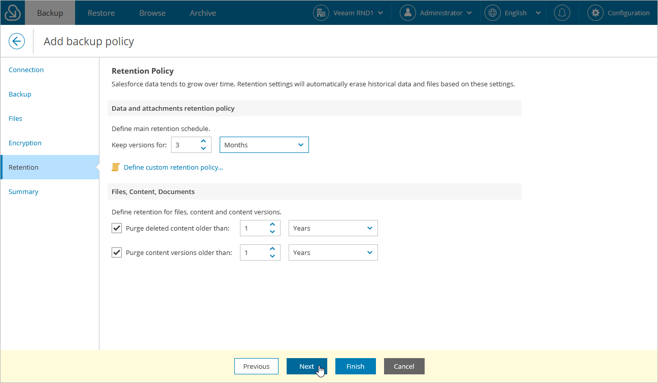 Creating Backup Policy