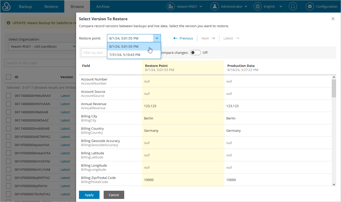 Viewing Backed-Up Data