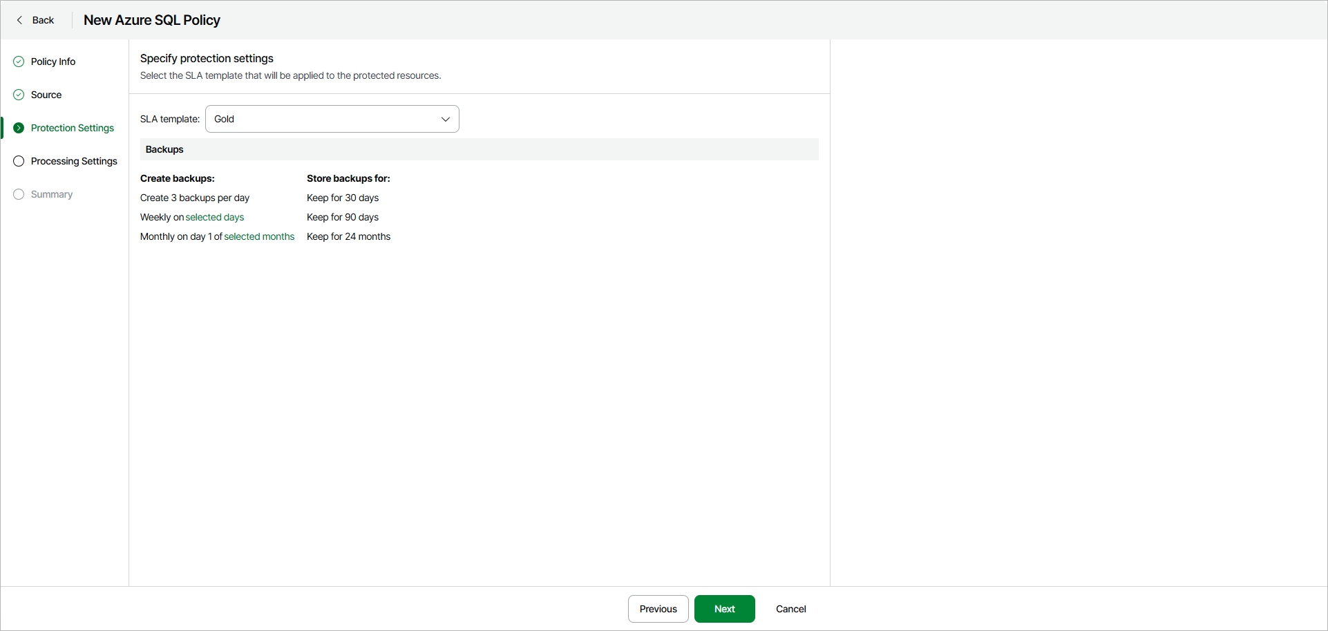 Specify Policy Protection Settings