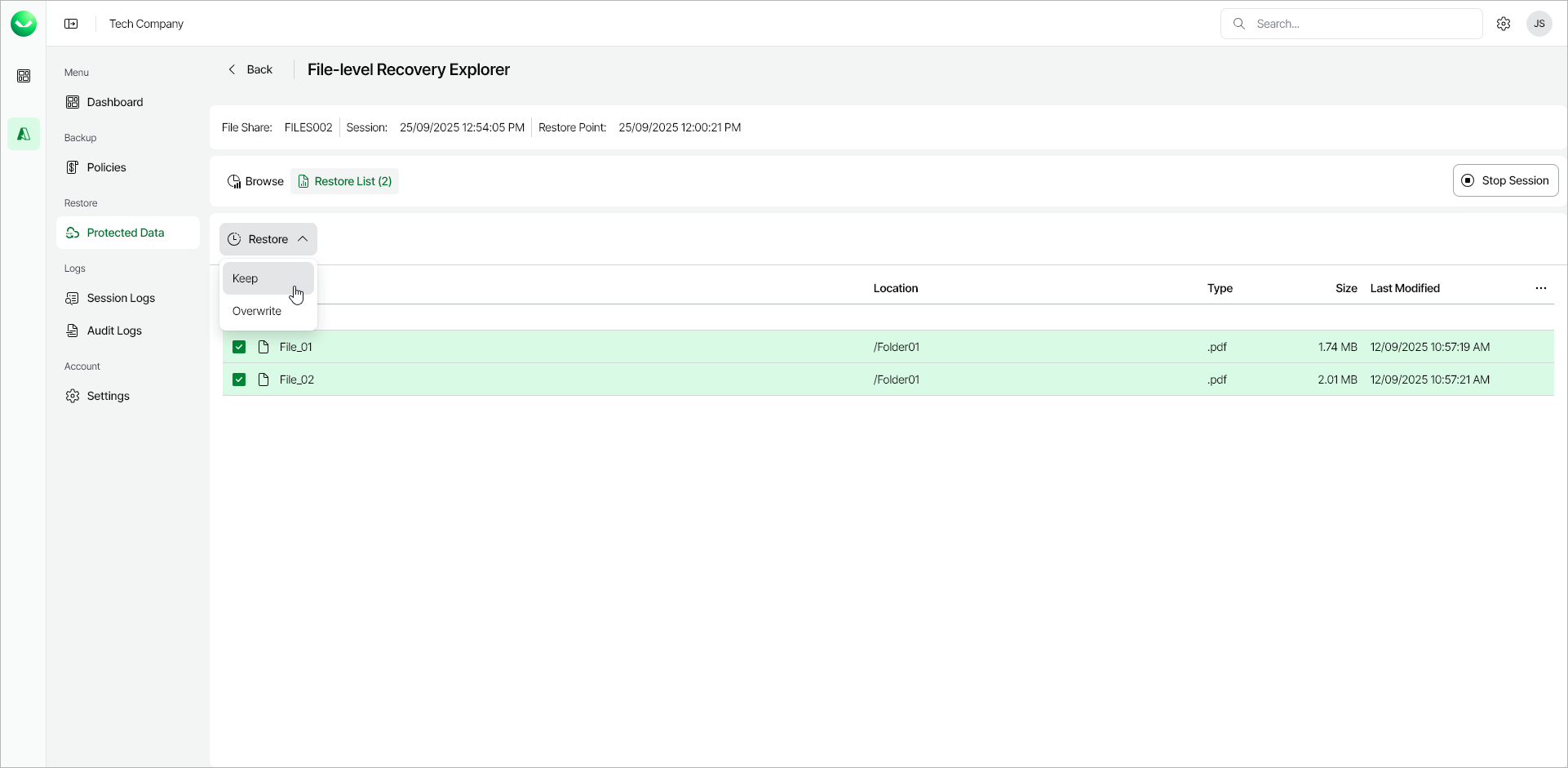 Step 5. Select Files to Restore