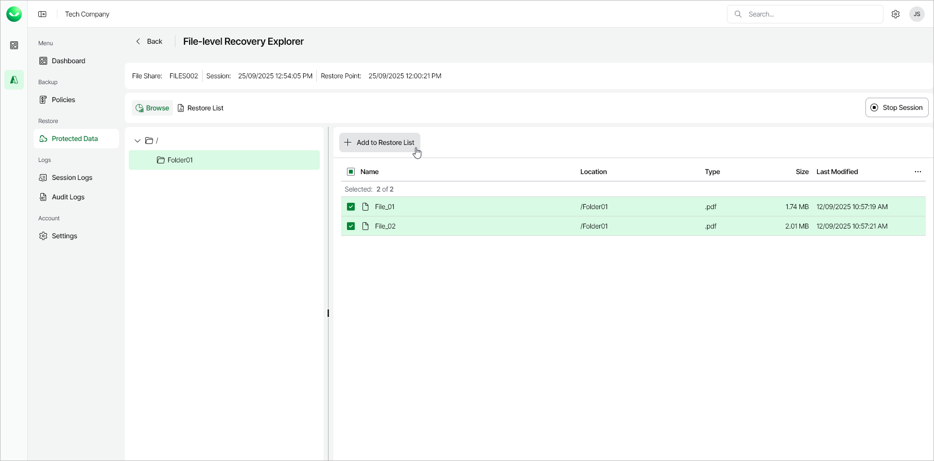 Step 5. Select Files to Restore