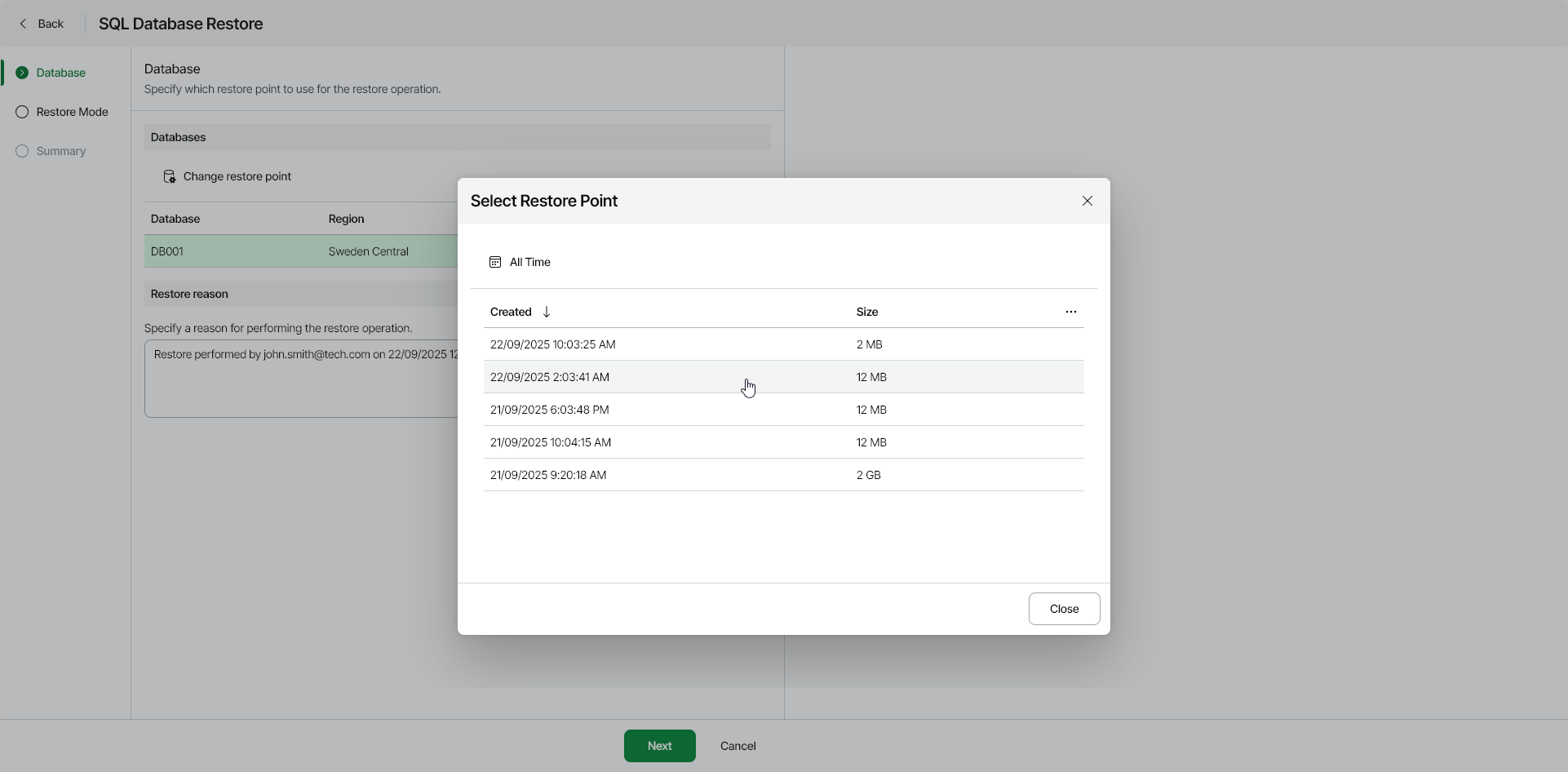 Step 2. Select Restore Point