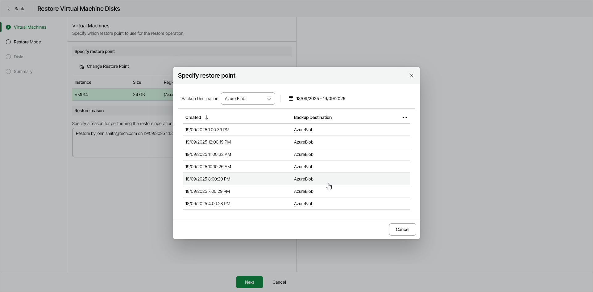 Step 2. Select Restore Point