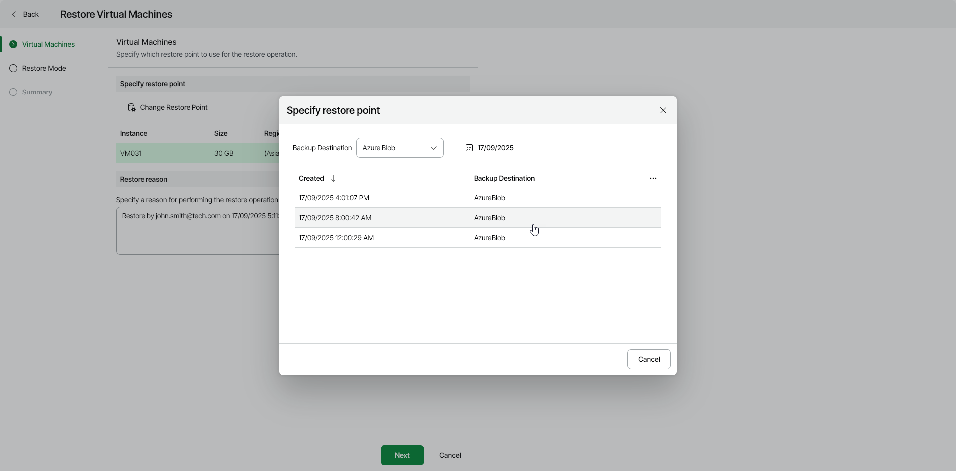 Step 2. Select Restore Point