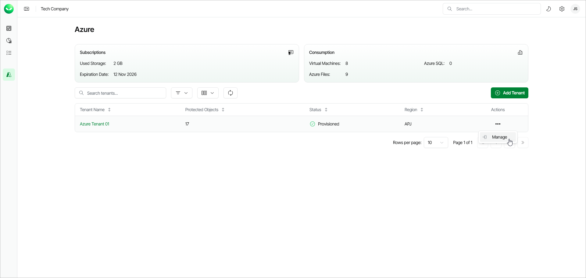 Accessing Microsoft Azure Tenant Dashboard