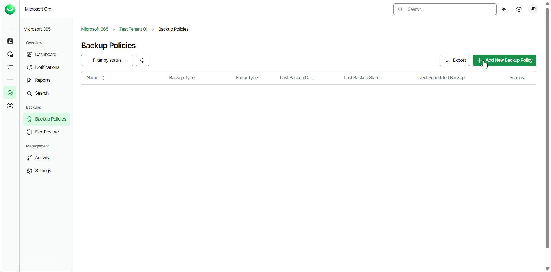 Creating Flex Backup Policies